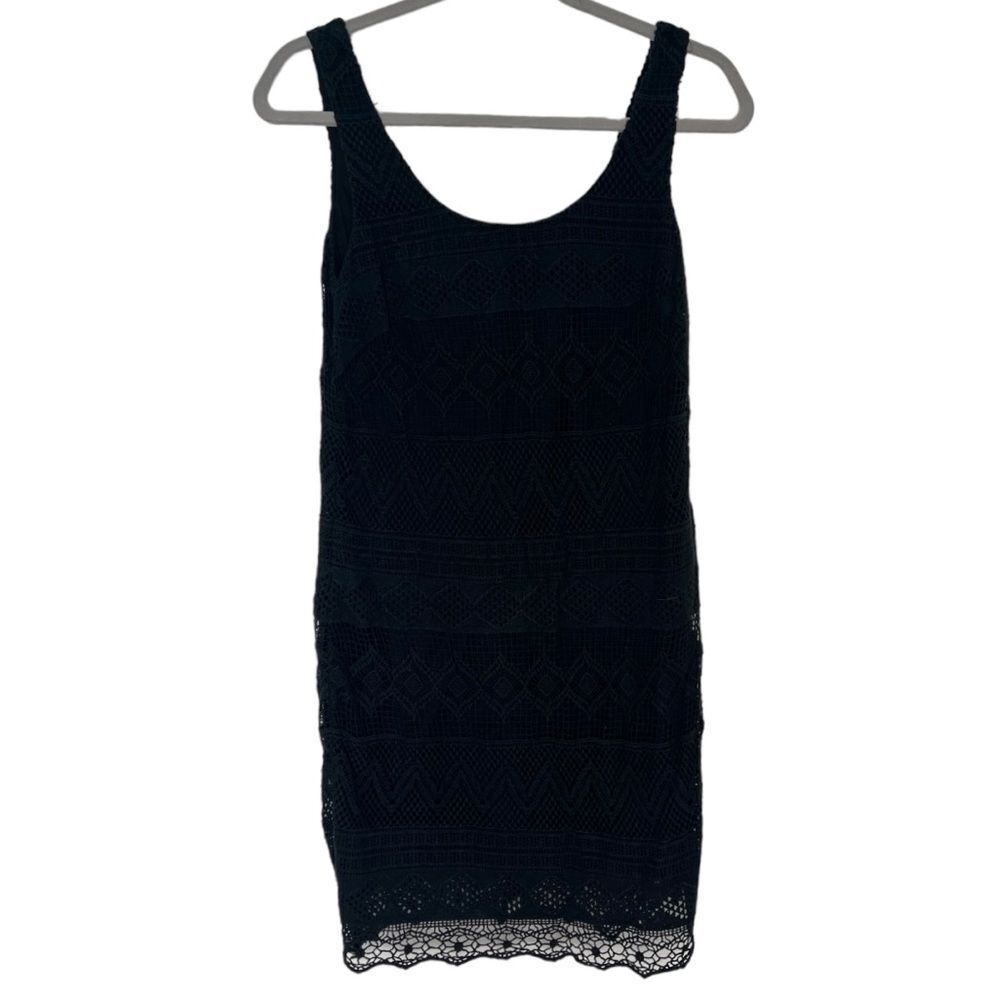 J Crew Factory Little Black Dress with Crochet Overlay